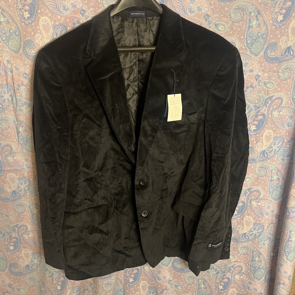 Stafford, Essentials, Corduroy Sportcoat 100% Cotton Size 48 Regular Nwt
